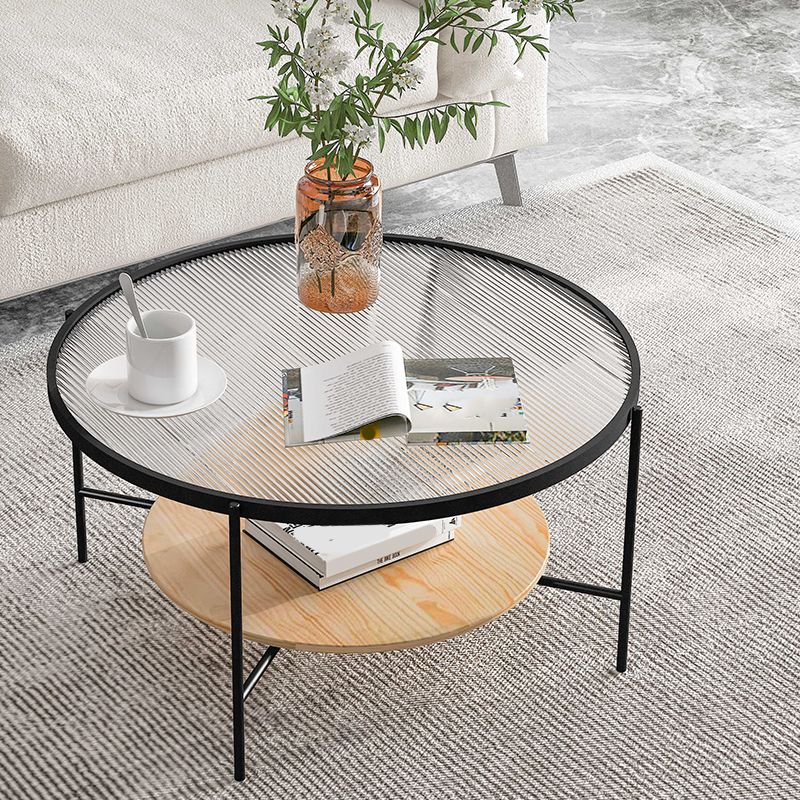 Gold/Black Metal 4 Legs 1 Coffee Table Modern Glass Top Table
