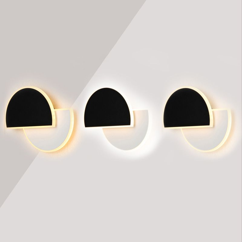 Semicircle Shape Wall Lamp Modern Style Acrylic 1 Light Sconce in White and Black