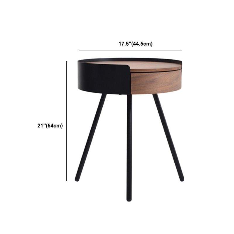 21.2" Tall Scandinavian Round Wooden Top Side Table Metal 4 Legs End Table