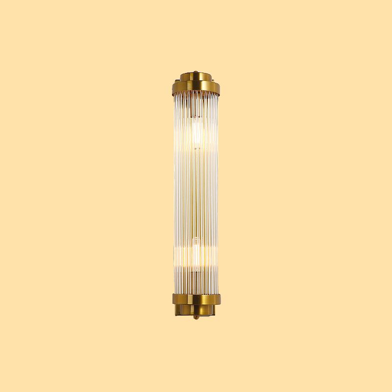 Gold 2-Light Wall Light in Modern Luxury Style Cylindrical Crystal Wall Lamp for Bedroom