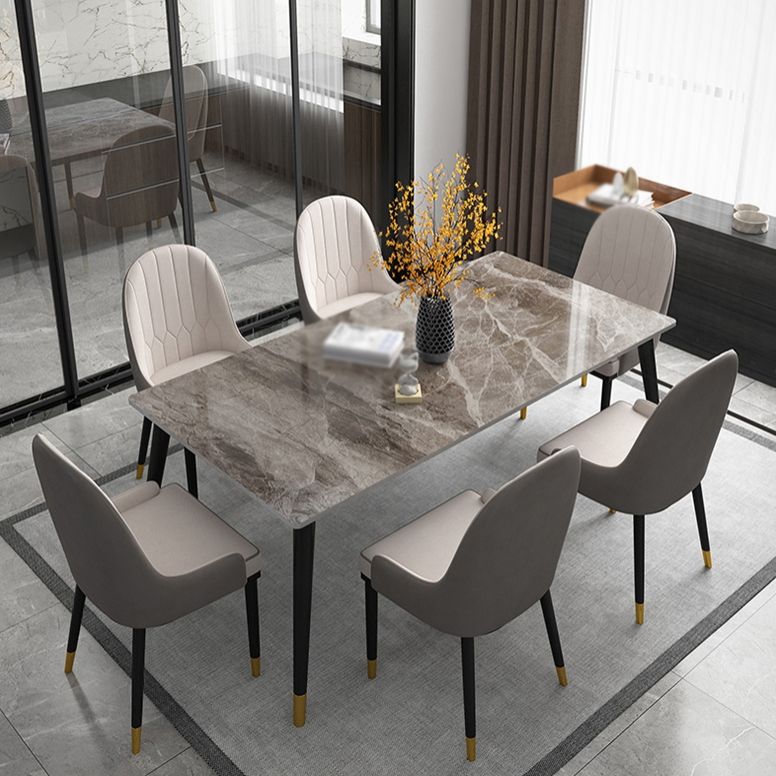Nordic 1/2/5/7 Pieces Dining Set Rectangular Sintered Stone Dining Table Set for Home Use