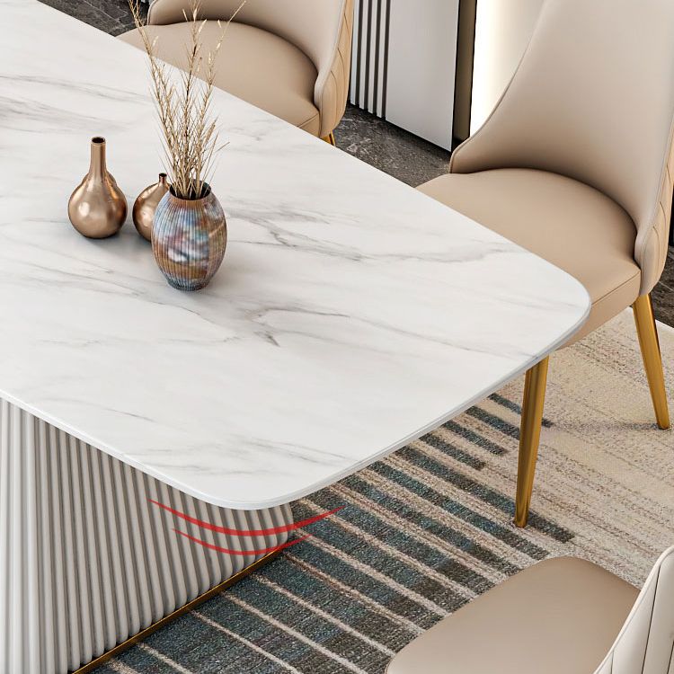 Glam 1/2/5/7 Pieces Dining Set Rectangle Sintered Stone Dining Furniture Set