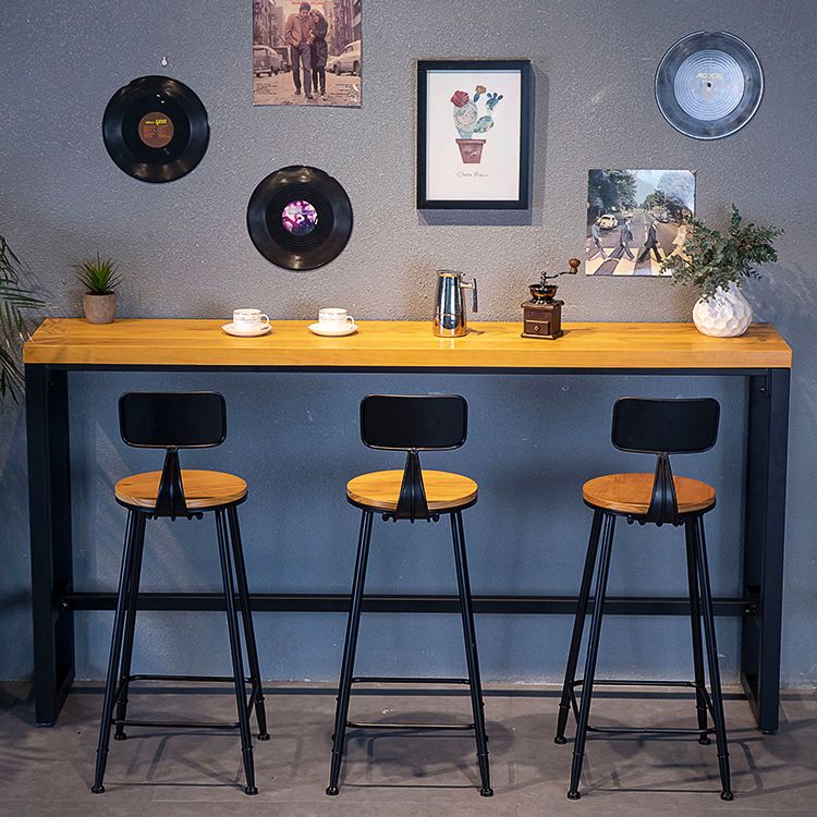 1/4/7/9 Pieces Industrial Iron Bar Table Set Rectangle Pine Wood Bistro Set with Footrest