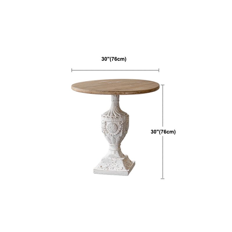 French Country Distressed Cocktail Table Wooden Round Top Shape Coffee Table