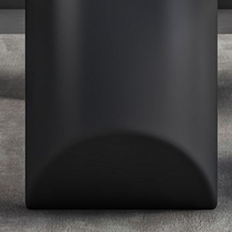 Rectangle Black Base Dining Site Table Modern Stone Double Pedestal Table