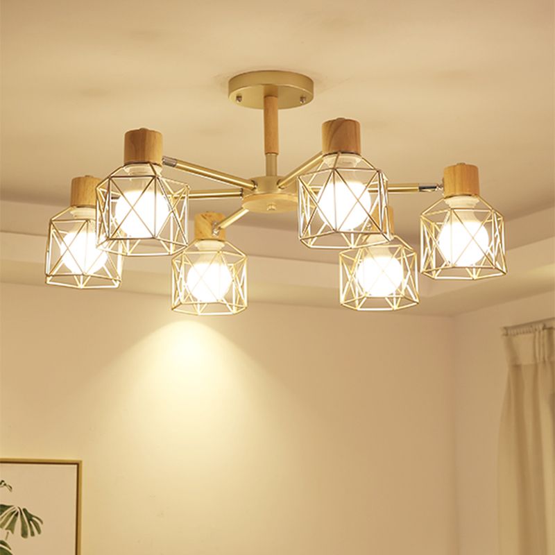 Käfigleuchter hungern hell einfacher Stil Holzdecke Anhänger Licht für Wohnzimmer