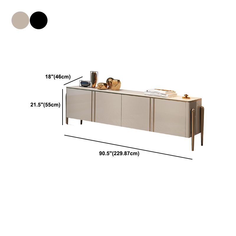 Glass Enclosed Storage TV Stand Luxury Rectangle TV Cabinet with Doors