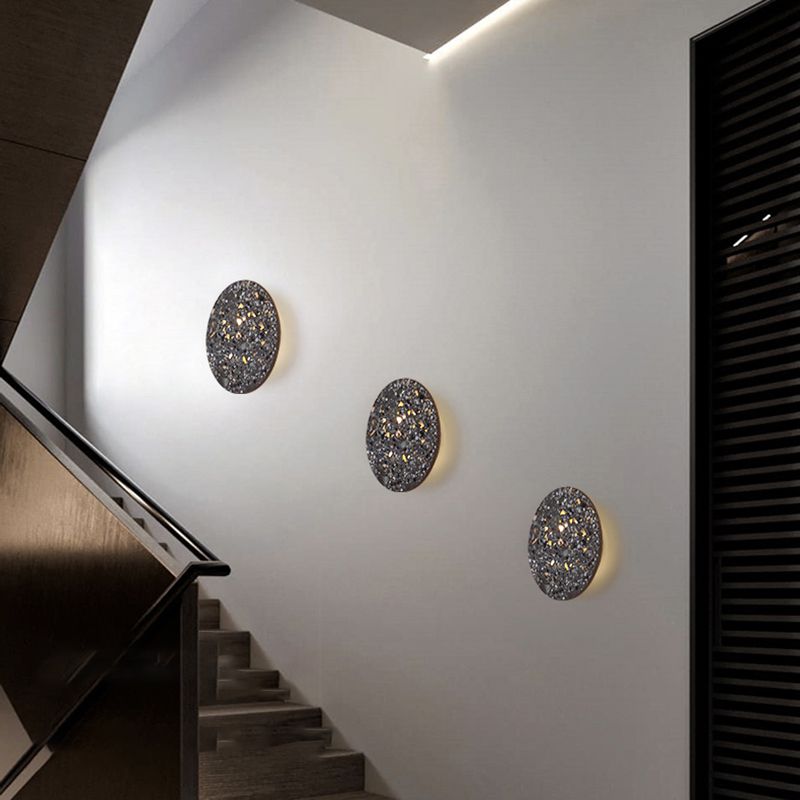 Nordic Style LED Wall Light Geometry Round Colorful Wall Lamp with Stone Shade for Bedroom