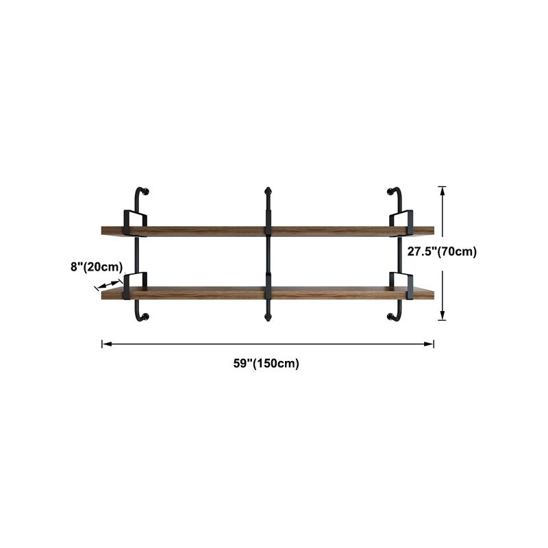 7.87" Wide Solid Wood Floating Shelf Industrial Wall Mounted Bookshelf