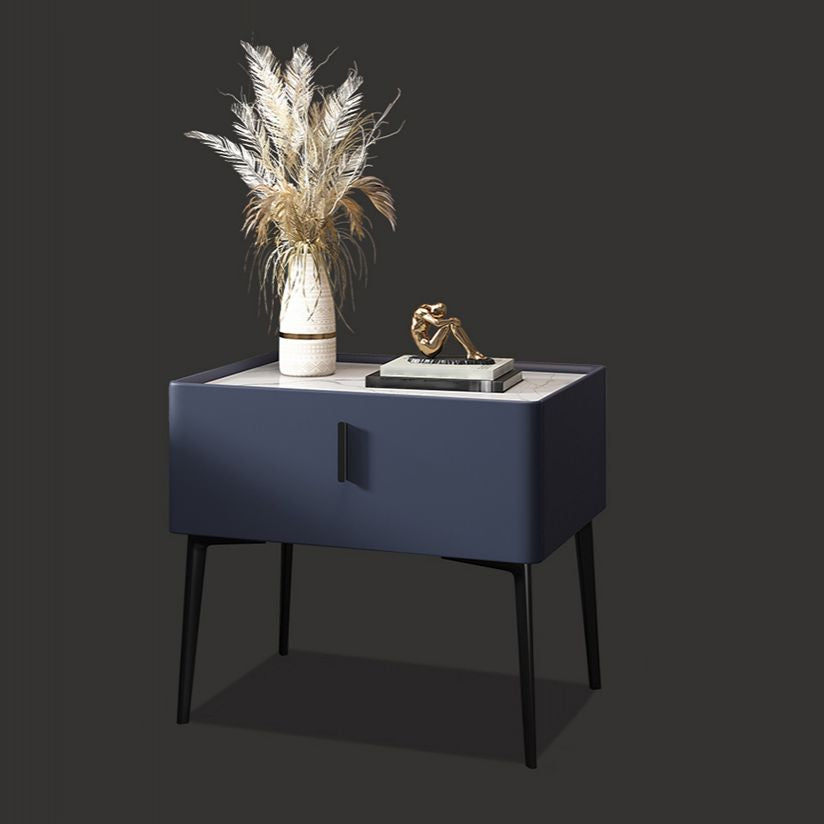2-Drawer Nightstand with 4 Legs 20" Tall Stone Top Night Table