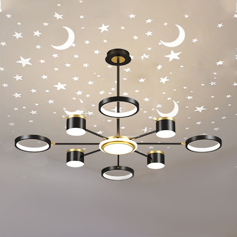 LED Simple Chandelier Lamp Multi Lights Round Shape Hanging Pendant Light for Living Room