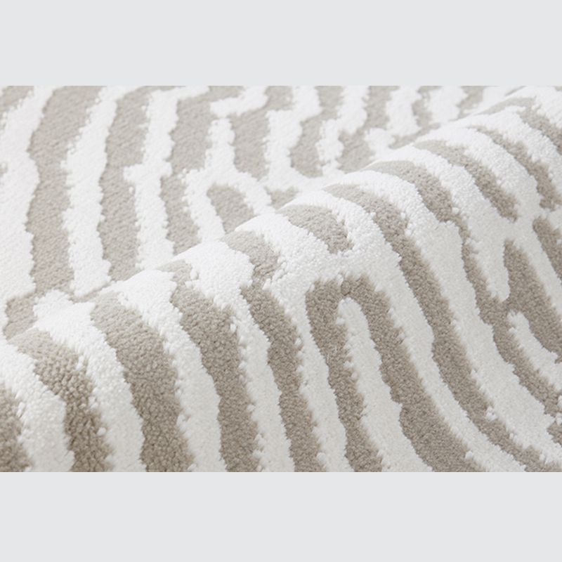Casual Modern Area Rug Beige Polyester Area Crapet Stripe Pattern Easy Care Rug for Living Room
