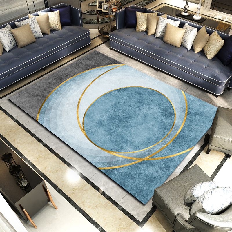 Grey Casual Indoor Rug Polyester Abstract Graphic Rug Non-Slip Backing Rug for Living Room