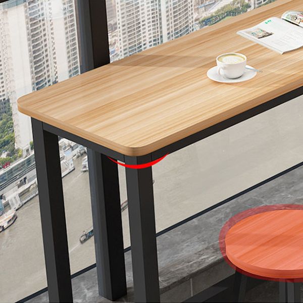 Modern Wood Counter Table Rectangle Top Trestle Base Bar Table