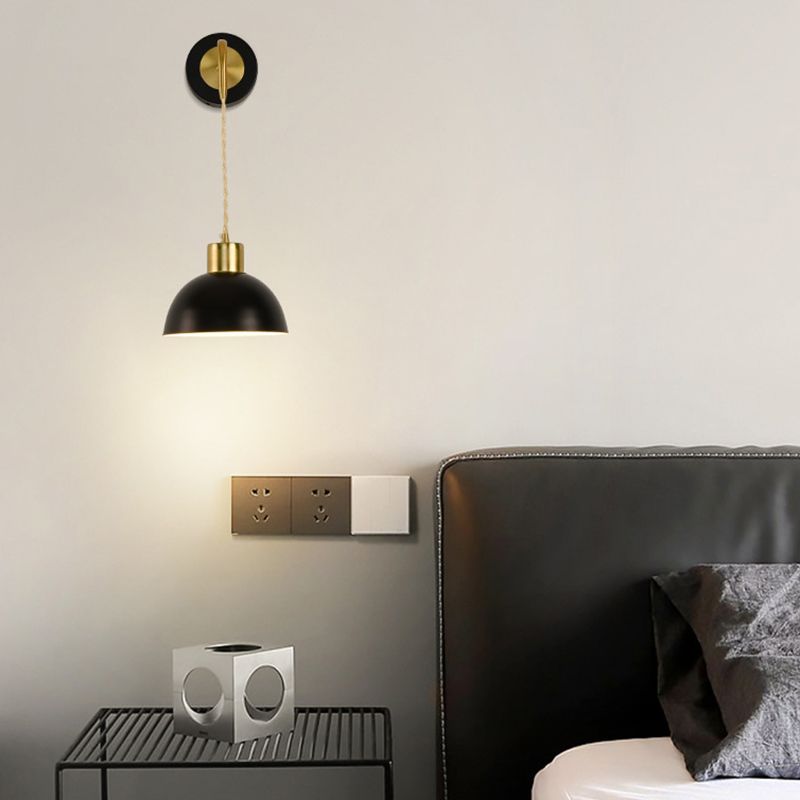 Metal Dome Simple 1 Light Wall Mounted Light Fixture for Bedroom