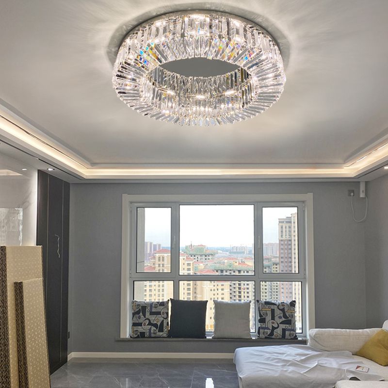 Household Ceiling Lamp Minimalist Flush Mount Light Fixture with Crystal Shade for Bedroom