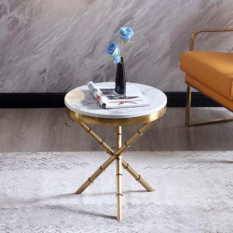 Round Stone Top Side End Table Frame Sofa Side End Table for Living Room