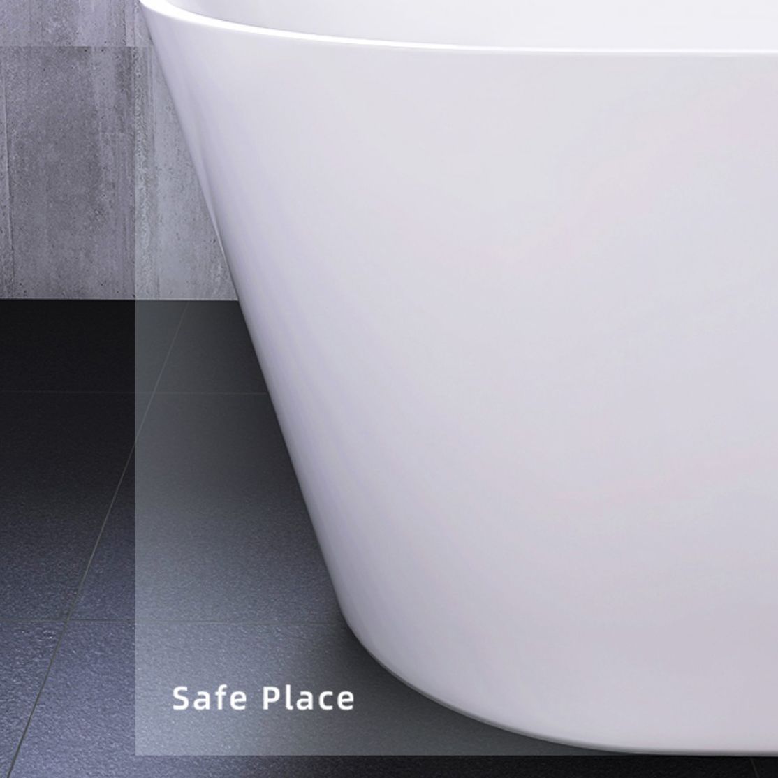 Modern White Stand Alone Bathtub Oval Acrylic Soaking Bathtub without Holes