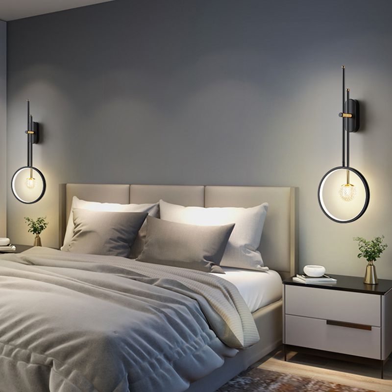 Black Wall Sconce Contemporary Style Wall Light Sconces Metal for Bedroom