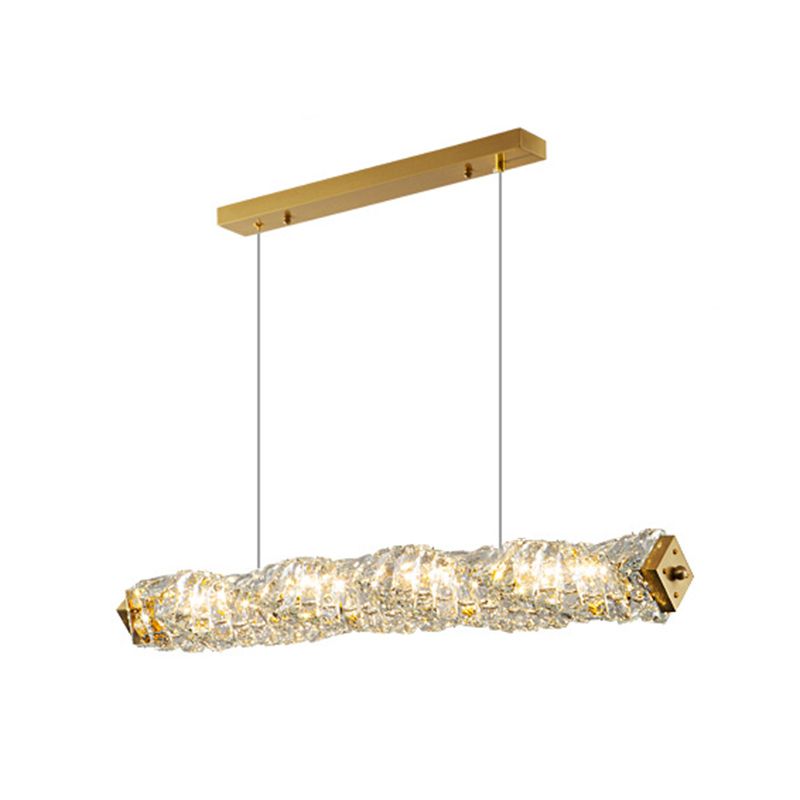 Single Modernism Golden Ceiling Light Crystal LED Kitchen Island Lighting