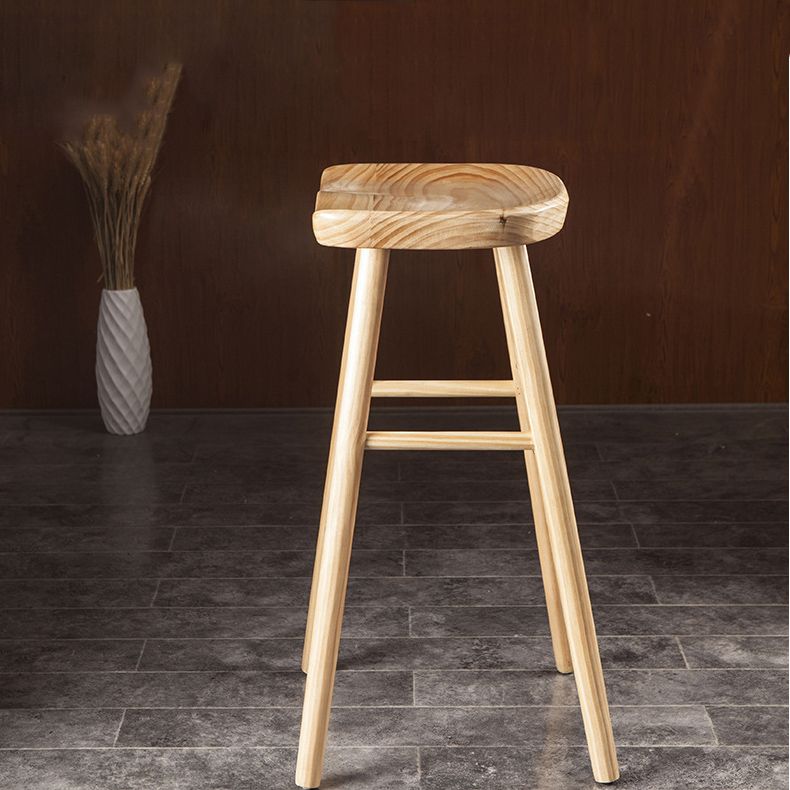 Industrial Bar and Counter Stool Natural Finish Stool with 4 Legs