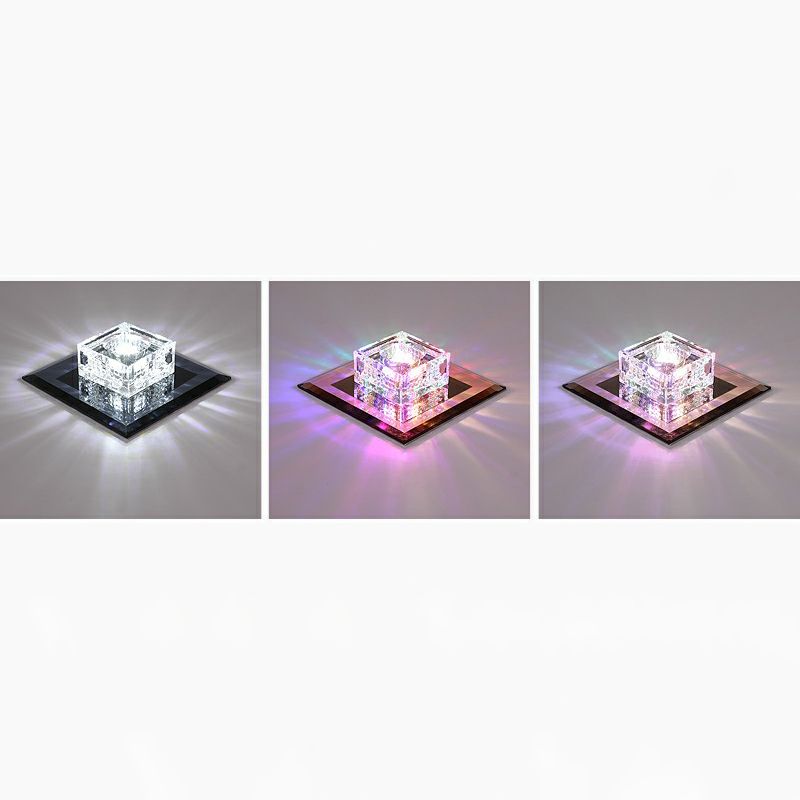 Luz de techo empotrada LED de forma cuadrada moderna, luz de techo empotrada de cristal para pasillo