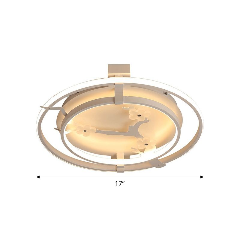 Ring Semi Mount Lighting Minimalist Metal 17"/21"/25" W LED White Ceiling Flush with Floral Design in Warm/White Light