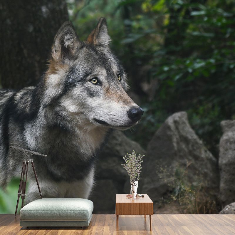 Ferocious Wolf Mural Wall Decor Mildew Resistant Living Room Wall Mural Wall Art