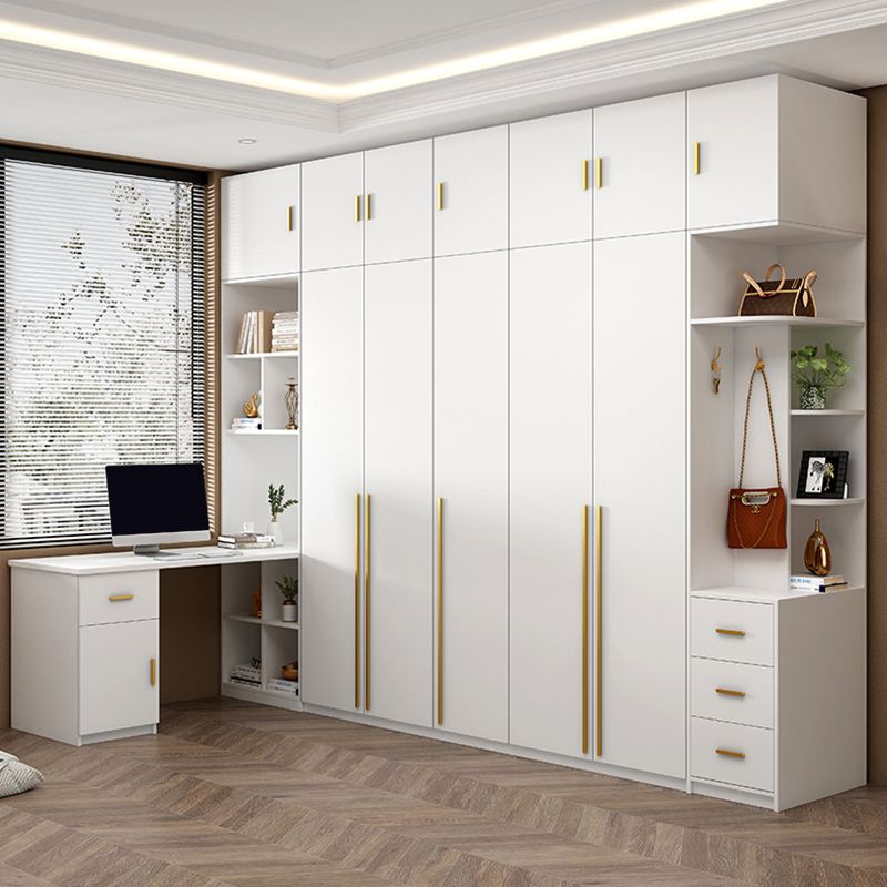 White Wooden Wardrobe Contemporary Style Wardrobe Closet with Drawer