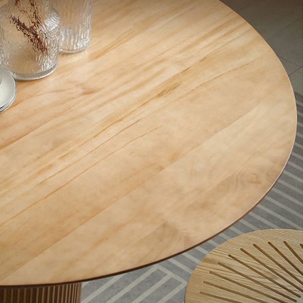 Round Dining Table Contemporary Style Solid Wood Brown Dinner Table