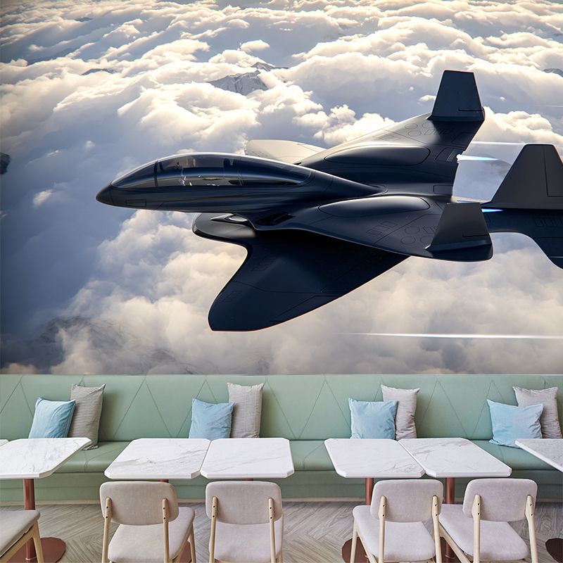 3D Airplane Minimalistic Moisture Resistant Meeting Room Wall Art, Washable