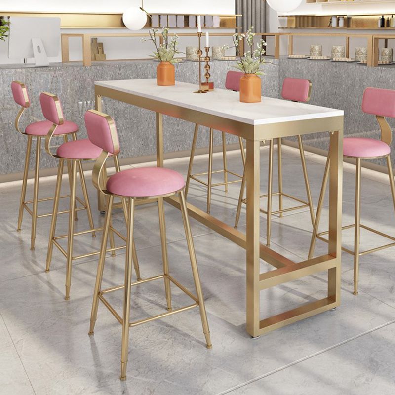 Rectangular Bar Height Table White Faux Marble Top Bistro Pub Table