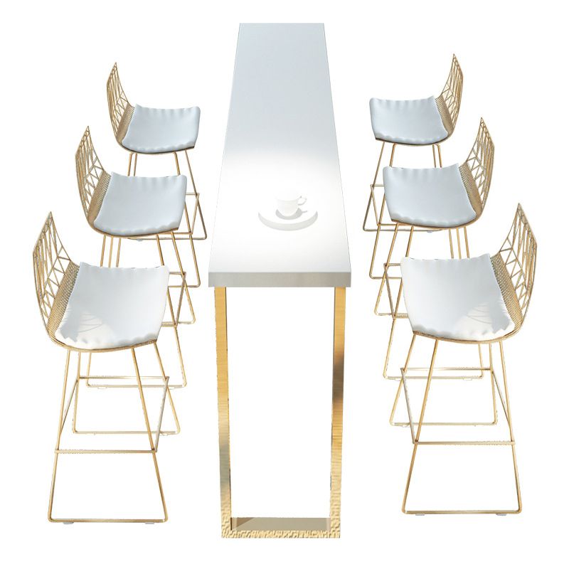 Glam Rectangle Bar Table Set 1/7 Pieces Solid Wood Counter Table for Indoor