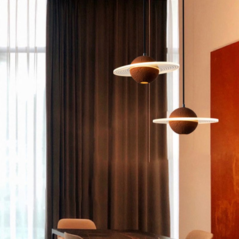 Contemporary Style Globe Hanging Lamp Stone Single Light Pendant Lamp for Bar