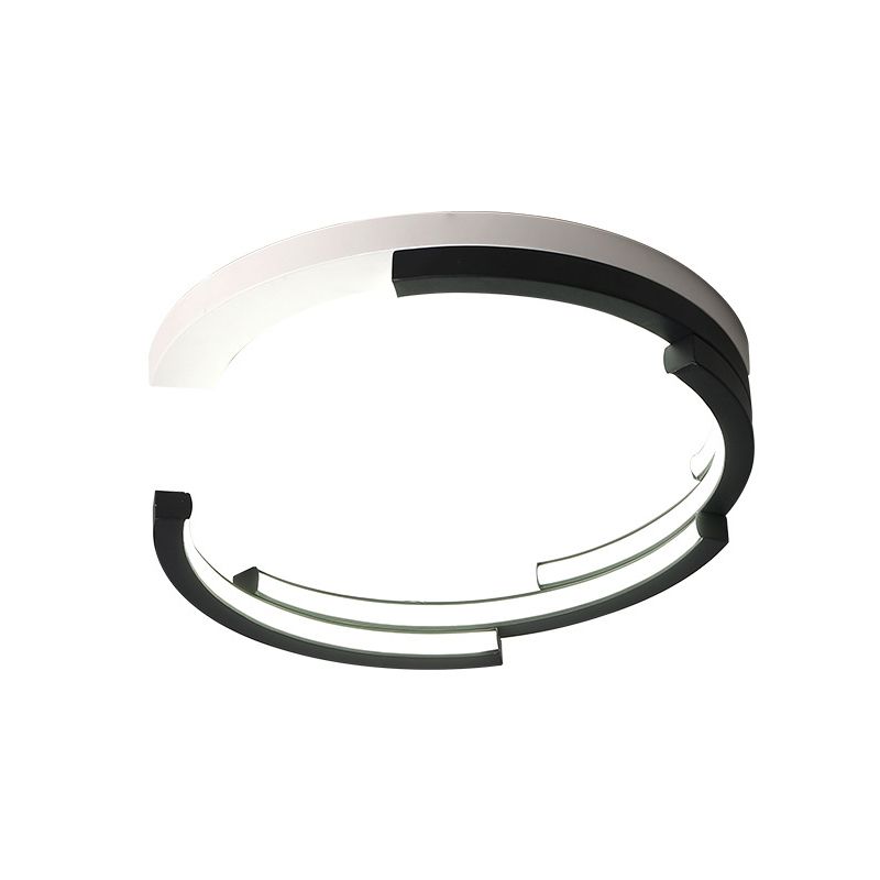 C-Shaped Living Room Flush Ceiling Light Acrylic 16"/19.5" Wide LED Minimalist Flushmount in Black, White/3 Color Light