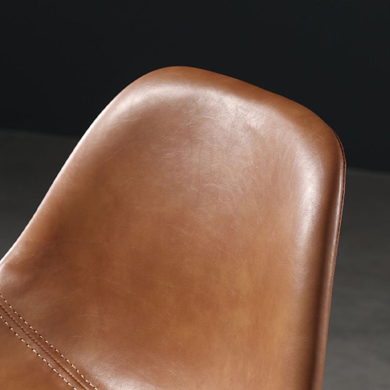 Faux Leather Dining Stools Contemporary Armless Bar Stools with Metal Base