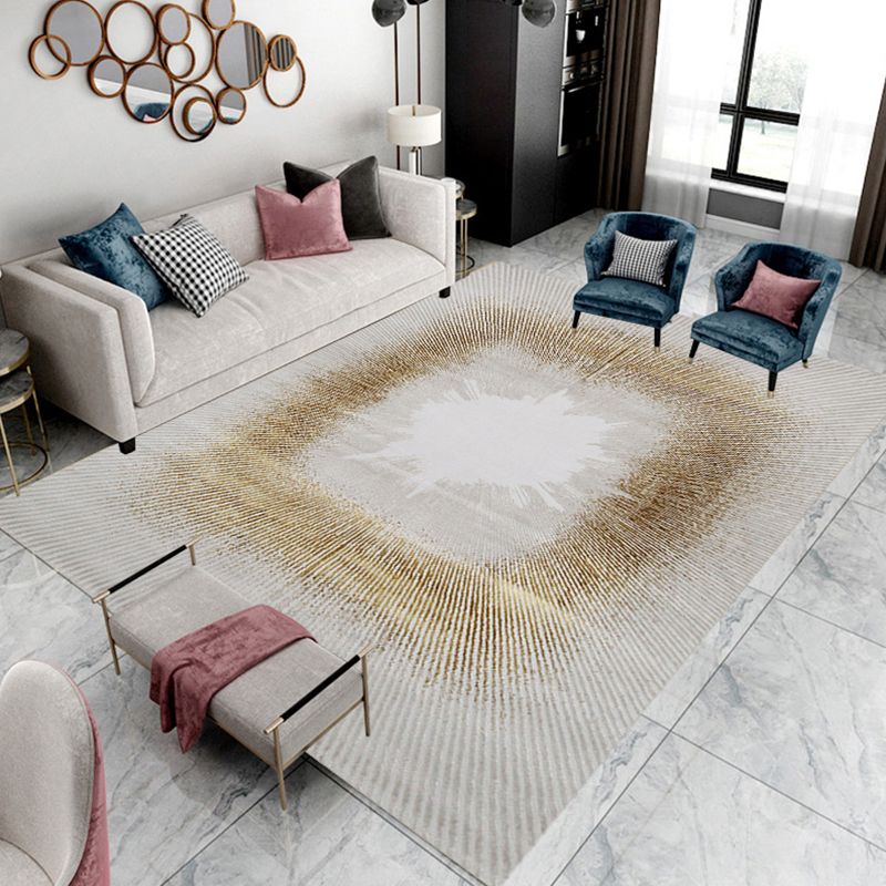 Gold Modern Area Carpet Polypropylene Graphic Carpet Washable Carpet for Living Room
