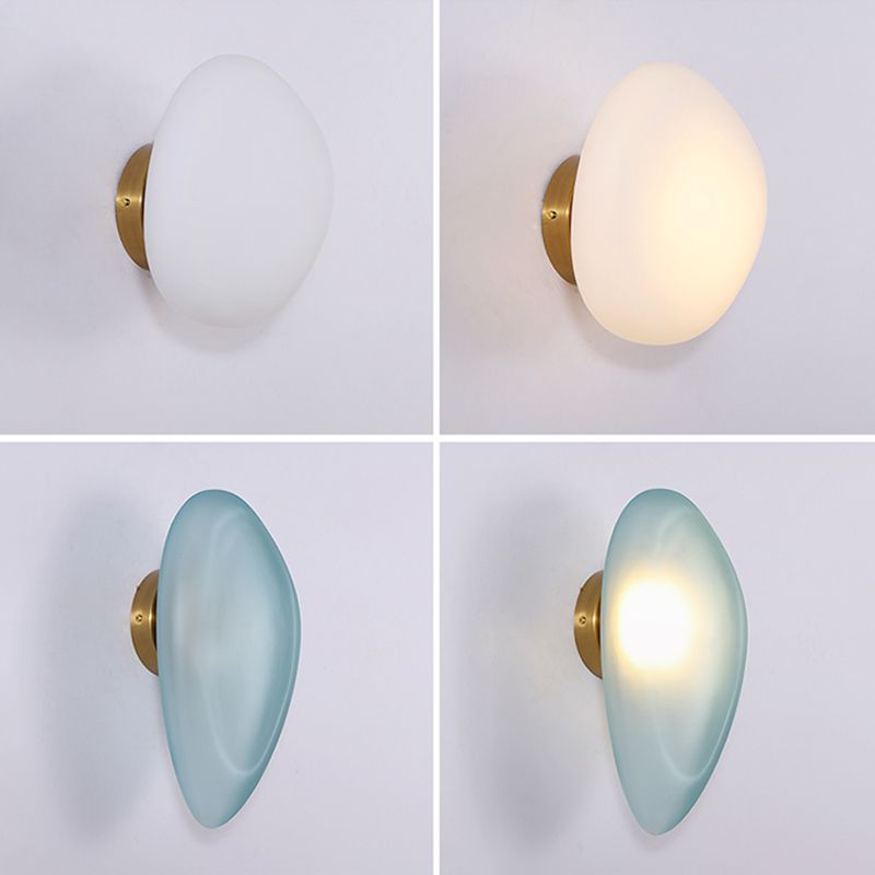 Nordic Style Iron Wall Light Cobblestone Shape Wall Lamp with Glass Shade for Bedroom