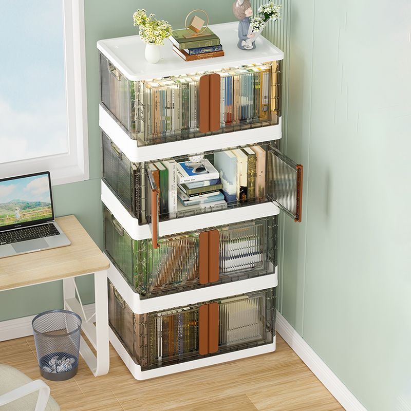 Urban Plastic/Acrylic Shelf Bookcase Folding Bookshelf with Doors