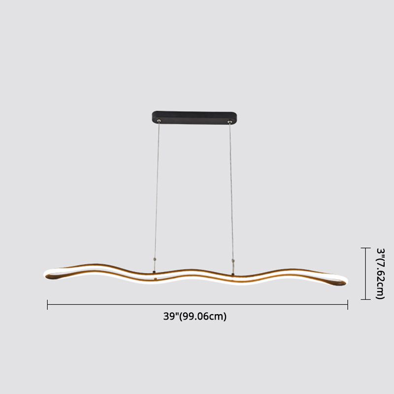 Curved Island Ceiling Light Minimalist Style LED Metal Pendant Lighting Fixture for Dinning Room