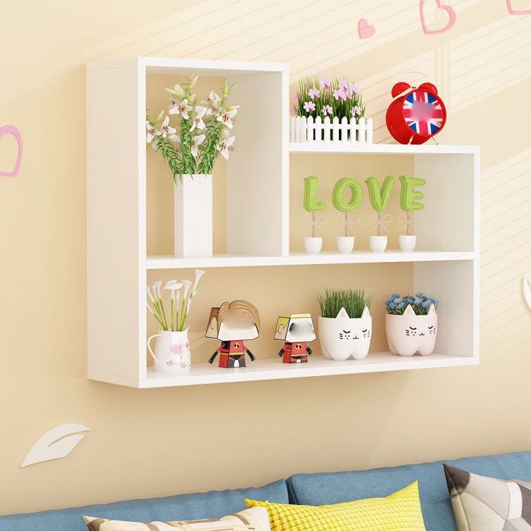 Modern Floating Book Shelf Wall Mounted Manufactured Wood Bookcase