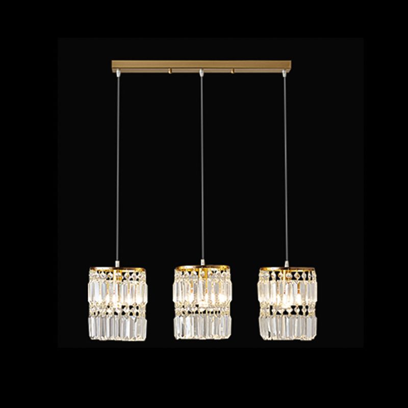 Illuminazione a sospensione di tonalità cilindrica Lampada sospesa in cristallo moderno
