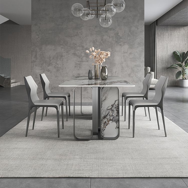 Modern Style Rectangle Sintered Stone Table Set 1/3/4/5 Pieces Dining Set
