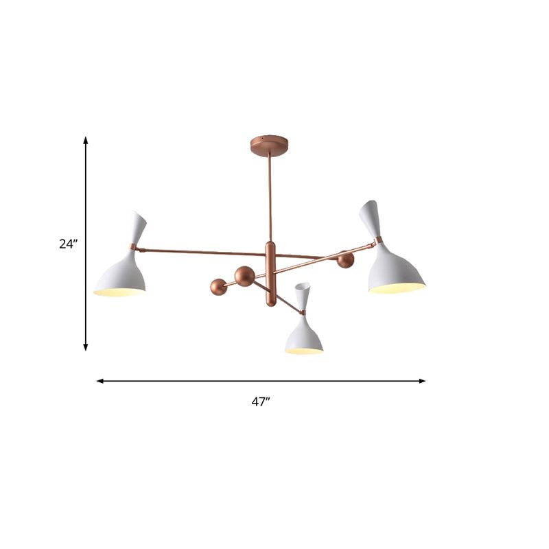 Candelera en forma de embudo de sala con tono negro/blanco metal de metal contemporáneo Luz colgante