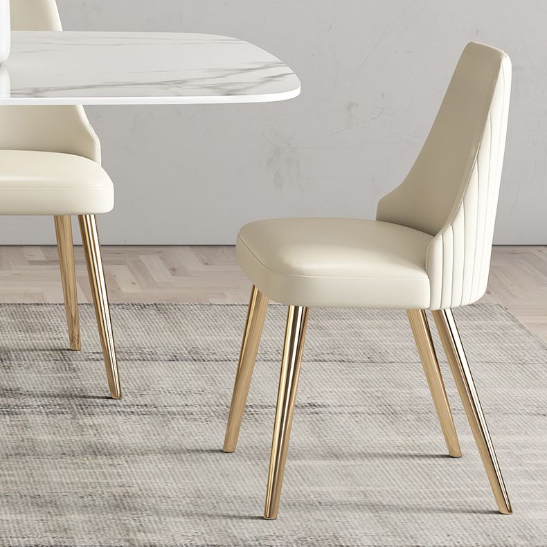 Mesa de comedor de lujo tradicional rectángulo Mesa de piedra sinterizada con base de pedestal blanco