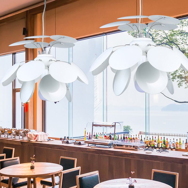 Modernism Pinecone Hanging Lighting Metallic 1-Head 19.5"/23.5" Wide Restaurant Pendant Lamp in White