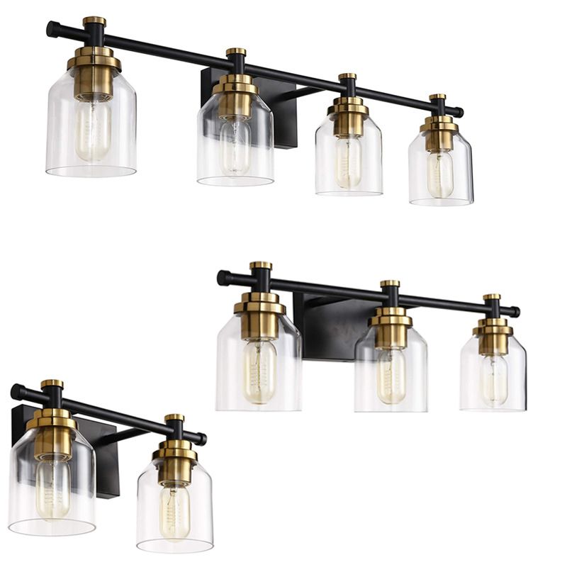 2 / 3 / 4 - Light Vanity Light Iron & Glass Traditional Bath Vanity Light in Gold & Clear