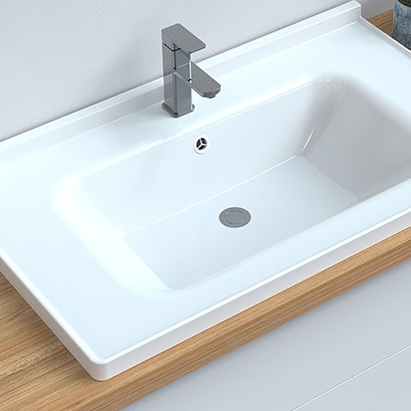 Modern Bathroom Sink Porcelain with Overflow Drop-in Bathroom Sink(Not Included Faucet)