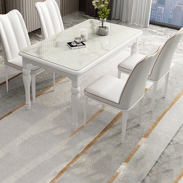 Traditional Solid Wood Top Dining Set with 4 White Solid Wood Legs for Dining Furniture