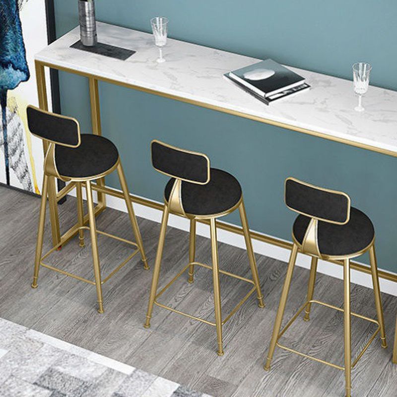 Low Back Dining Stool Contemporary Bar Stool with Metal Base
